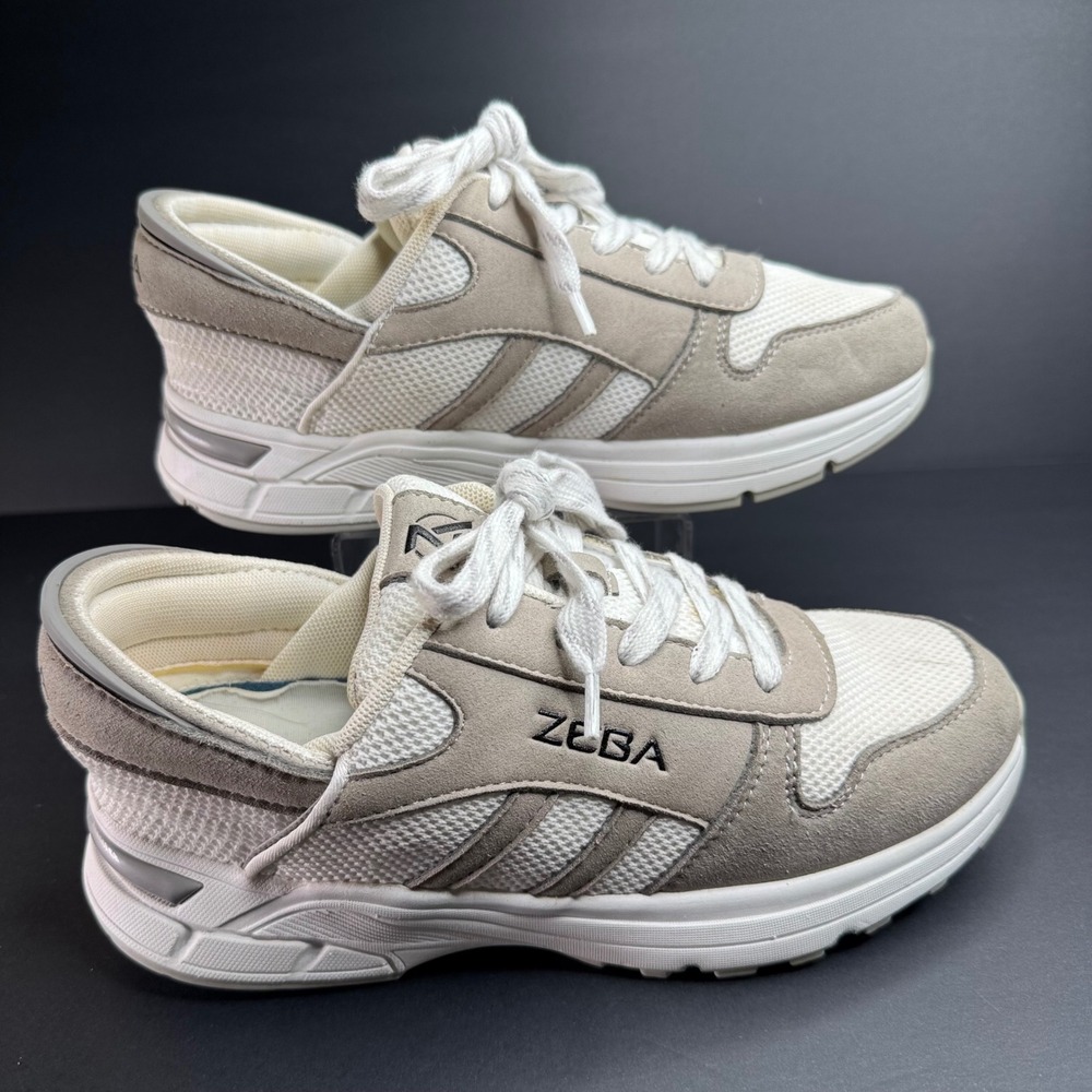 Zeba Hands Free Sneakers Womens 8.5 Sand White Suede Mesh Athletic Shoes